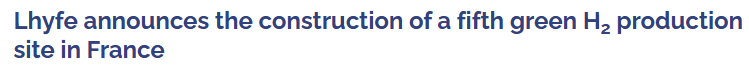 Lhyfe announces the construction of a fifth green H2 production site in France
